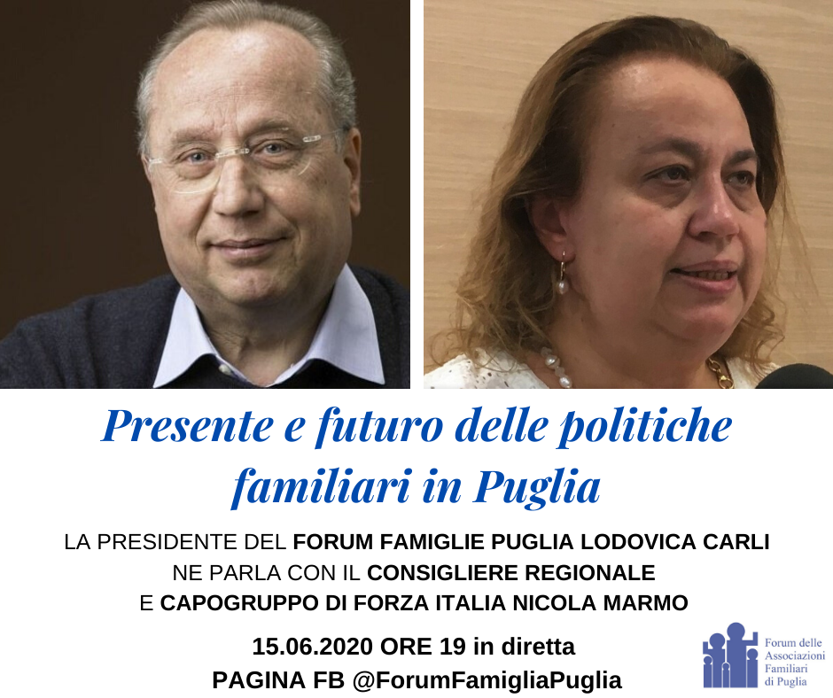 “Presente e futuro delle politiche familiari in Puglia”, il dibattito prosegue sulla pagina Fb del Forum