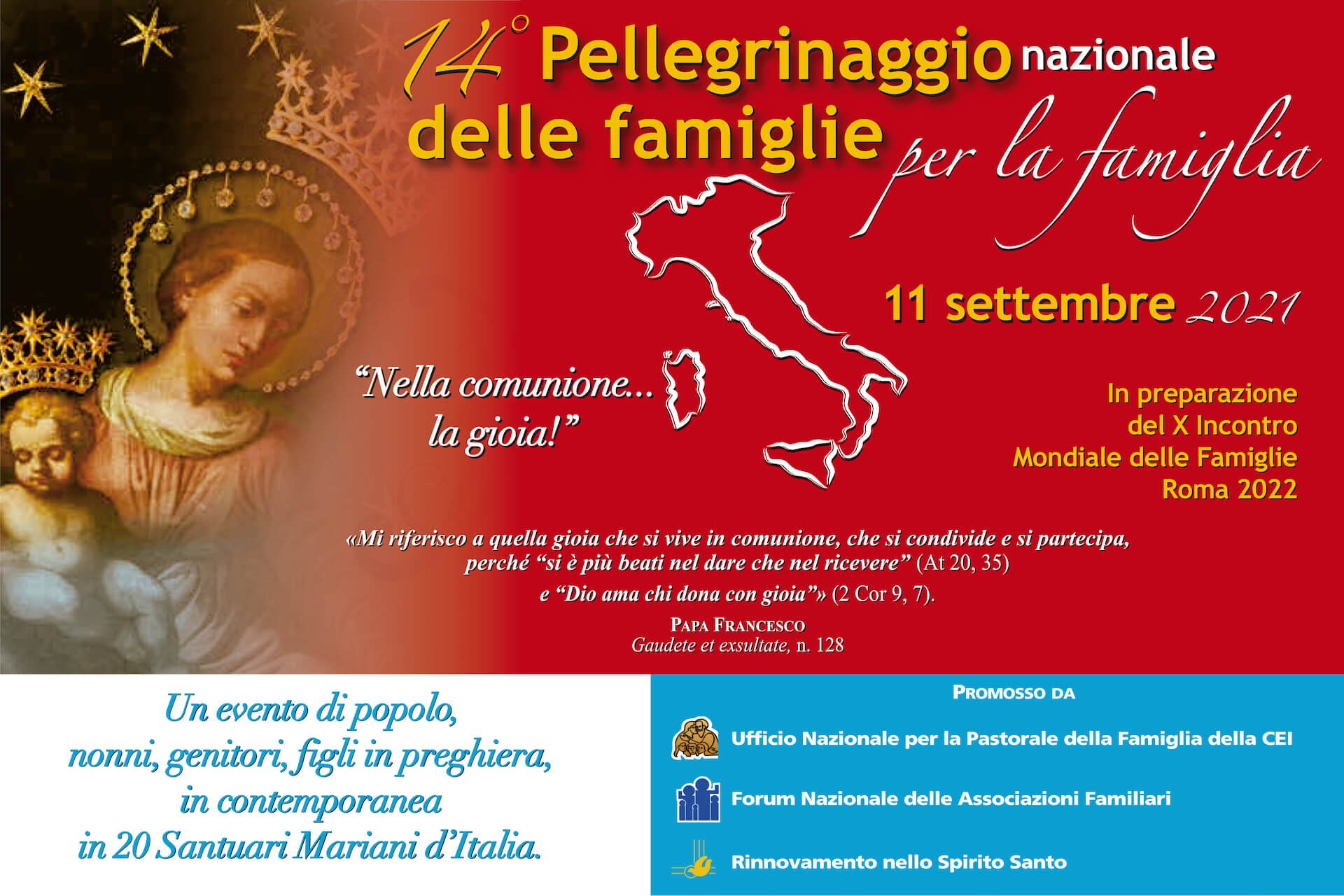 “Pellegrinaggio Nazionale delle Famiglie per la Famiglia”, un raduno per tutte le generazioni