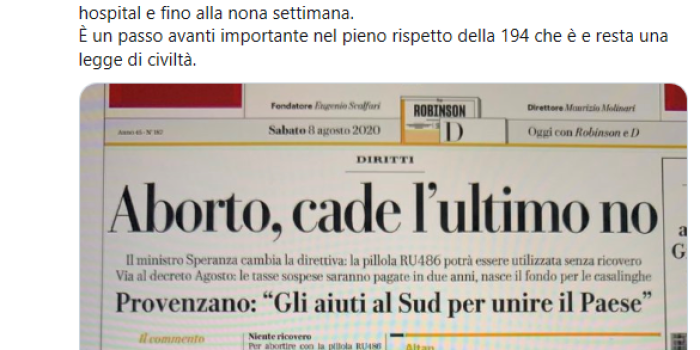 Pillola abortiva, quattro domande al ministro Speranza