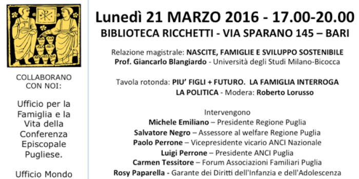 Culle vuote, giovani e politiche familiari. Il Forum ne discute in un convegno a Bari